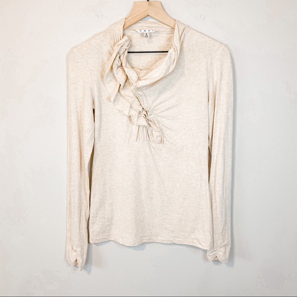 CAbi Tops - CAbi Nonchalant Ruffle Neck Long Sleeve Shirt